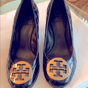 Tory Burch Blk Wild Stitch Reva Wedge